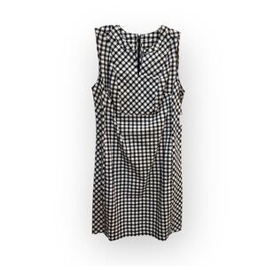 NWT Talbots black and whitechecked sheath linen and cotton midi dress